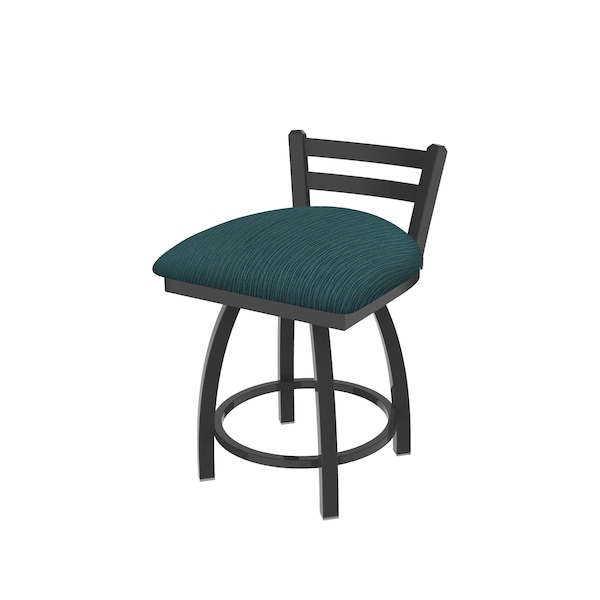 18" Low Back Swivel Vanity Stool, Pewter Finish, Graph Tidal Seat